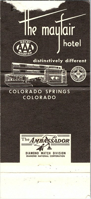 The Mayfair Hotel Colorado Springs Colorado Vintage Matchbook Cover