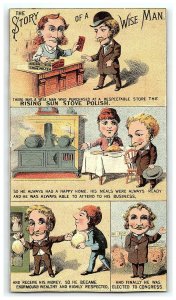 The Story Of A Wise Man Victorian Trade Card Rising Sun Stove Polish Canton MA 