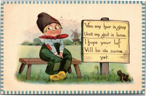 Postcard Dutch Boy Bernhardt Wall Ven my hair is gray hope your luf de same