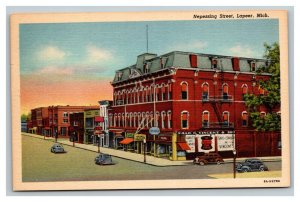 Vintage 1940's Postcard Antique Cars on Nepessing Street Lapeer Michigan