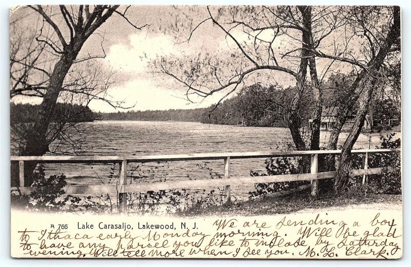 Postcard NJ Lakewood Pre 1908 View of Lake Carasaljo Lakewood D4