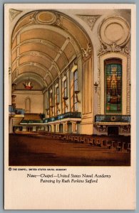 Postcard Annapolis MD c1930s United States Naval Academy Chapel Nave