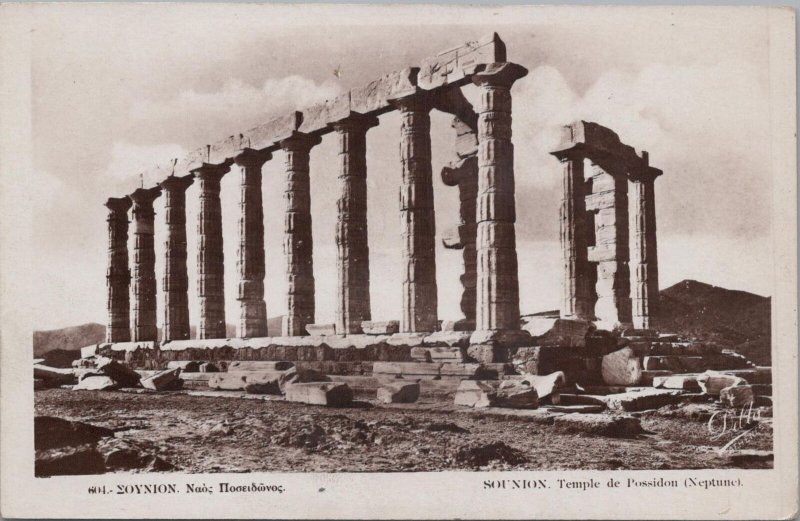 RPPC Postcard Greece Sounion Temple de Poseidon