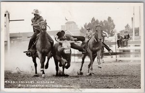 Calgary Stampede Bill Linderman Rodeo Cowboy Steer Wrestling AB RP Postcard H82