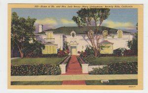 P2385, vintage postcard the home of mr & mrs jack benny beverly hills calif