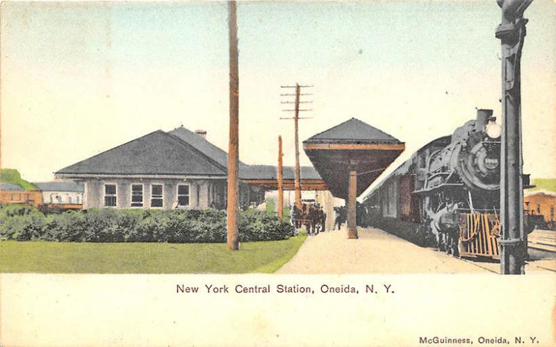 Oneida NY Central Railroad Station Train Depot United Art Publishing Postcard