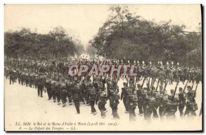 Old Postcard Paris King and Queen of Italy Depart troops