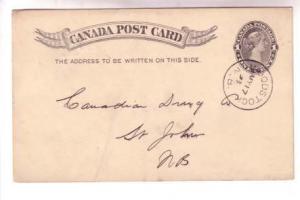 Young Victoria 1 Cent Stationery Postcard Woodstock New Brunswick Used 1893