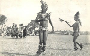 French Congo young dancers ethnic types postcard