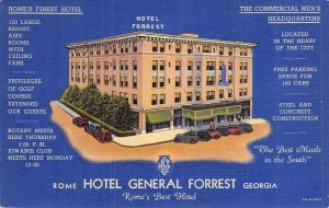 ROME GEORGIA~HOTEL GENERAL FORREST-ROME'S FINEST-ROTARY MEETS~1939 POSTCARD 
