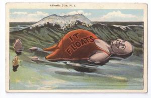 It Floats Atlantic City Co NJ Vintage Comic Postcard