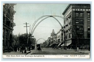 c1910s Fifth Street, South from Washington Springfield Illinois IL Postcard 