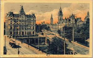 Canada Montreal Post Office, Bridges Showing Government Buildings Postcard C091