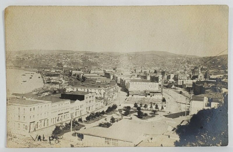 Valparaiso Chili Bird's Eye View of Town RPPC Postcard T14