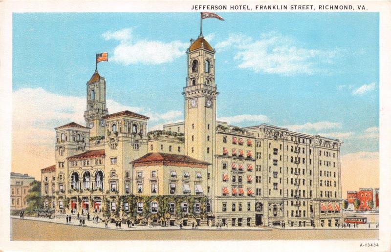 RICHMOND VIRGINIA JEFFERSON HOTEL LOT OF 3 POSTCARDS 1920-40s