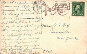 Post Office Johnstown New York Oneonta Vintage Postcard 1c Stamp Cancel Note WOB 