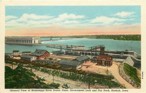 IA, Keokuk, Iowa, Government Lock, Power Plant, Mississippi River, Curteich