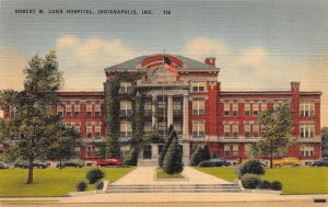 INDIANAPOLIS, IN Indiana   ROBERT W LONG HOSPITAL   c1940's Linen Postcard