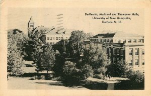 DURHAM NH DeMERRITT MURKLAND THOMPSON HALLS UNIVERSITY POSTCARD c1949