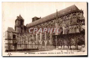 Old Postcard Bourges La Cathedrale view from the Garden of the Hotel de Ville