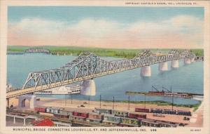 Kentucky Municipal Bridge Coonecting Louisville & Jeffersonville Indiana Curt...