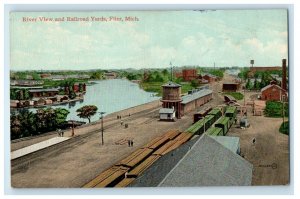 1910 River View And Railroad Yards Flint Michigan MI Posted Antique Postcard