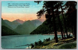 Bitterroot National Forest Montana c1910 Postcard Lake Como and Como Peaks