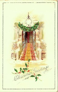 Open Door Cozy Home silver edged Christmas Gel Postcard