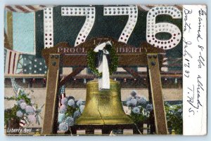 1776 Liberty Bell Flags And Flowers Springfield Massachusetts MA Posted Postcard