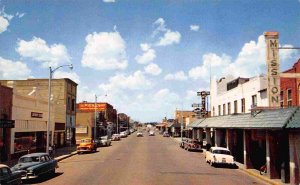 Main Street Cars Dalhart Texas 1950s postcard