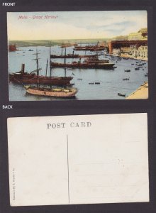 Vintage postcard, Malta, Grand Harbour, Unused