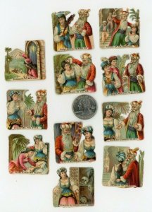 1870's-80's Story Of Blue Beard Scenes Lot Of 11 Victorian Die Cut X113