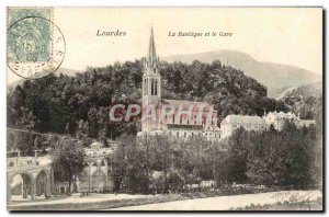 Old Postcard Lourdes Basilica and Gave