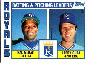 1984 Topps Baseball Card Ham McRae Larry Gura Kansas City Royals sk3551