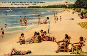 Florida Pass-A-Grille Beach Sun & Surf Bathing 1953 Curteich