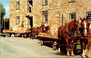 Pennsylvania Amish Country Amish Men Unloading Feed At Old Mascot Mill