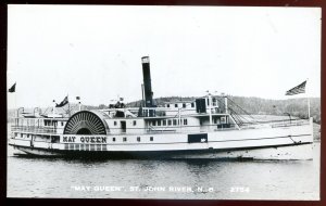 dc101 - ST. JOHN RIVER NB Postcard 1950s Steamer MAY QUEEN Real Photo Postcard