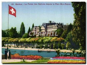 Old Postcard Geneva Palace of Nations since the Mon Repos park