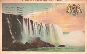 Vintage Postcard 1949 East Side Horse Shoe Falls Niagara Waterfall From Canada