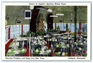 c1930's Dining Room Fireplace Angelo's Place Gulfport Mississippi MS Postcard