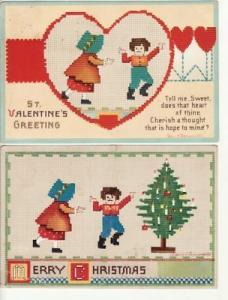 A/S CLAPSADDLE  CHRISTMAS & VALENTINE Needlepoint 2 pcs
