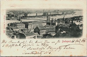 Hungary Budapest Aerial View Vintage Postcard C211