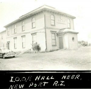 Vtg Postcard RPPC 1940s Newport RI Independent Order of Odd Fellows Building