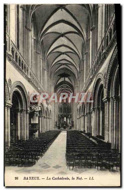 Old Postcard Bayeux Cathedral Nave