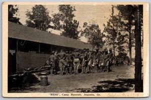 Vtg Augusta Georgia GA Soldiers at Mess Camp Hancock 1910s WWI Era Postcard