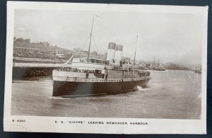 Mint England RPPC Real Photo Postcard SS Dieppe Leaving New Haven Harbour