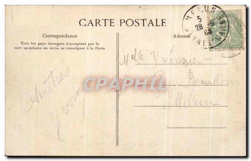 Old Postcard Chartrettes Road and view of Chartrettes