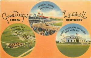 Louisville Kentucky Churchill Downs Multi View Tichnor 1944 Postcard 21-8515