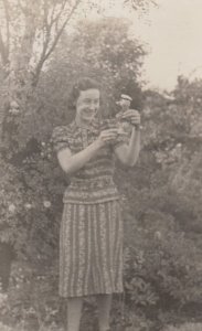 Toy Sailor Doll With Girl Antique Real Photo Postcard