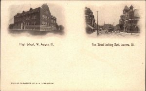 Aurora Illinois IL High School Fox Street c1910 Vintage Postcard